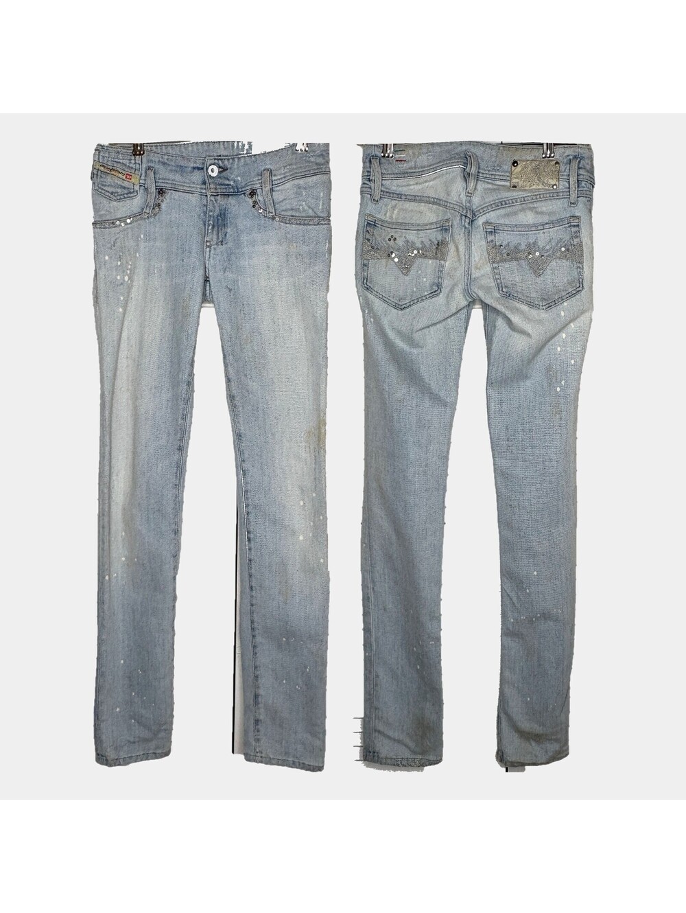 Archive Diesel Matic 71R Jeans Y2K Low Rise Sequin Pocket Italy W25 L32